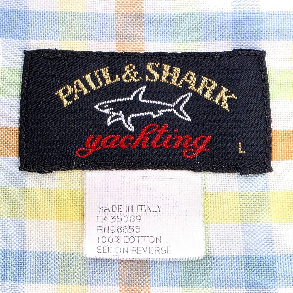 Quiet Luxury Paul & Shark Button Down Shirt Men L Plaid Italian Cotton - Picture 5 of 12